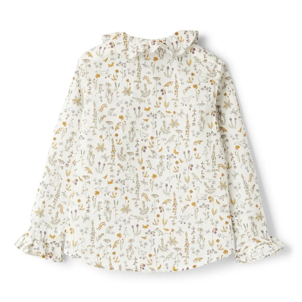 Il Gufo White Floral duck animal Kids Top long sleeve size 4M NWT
